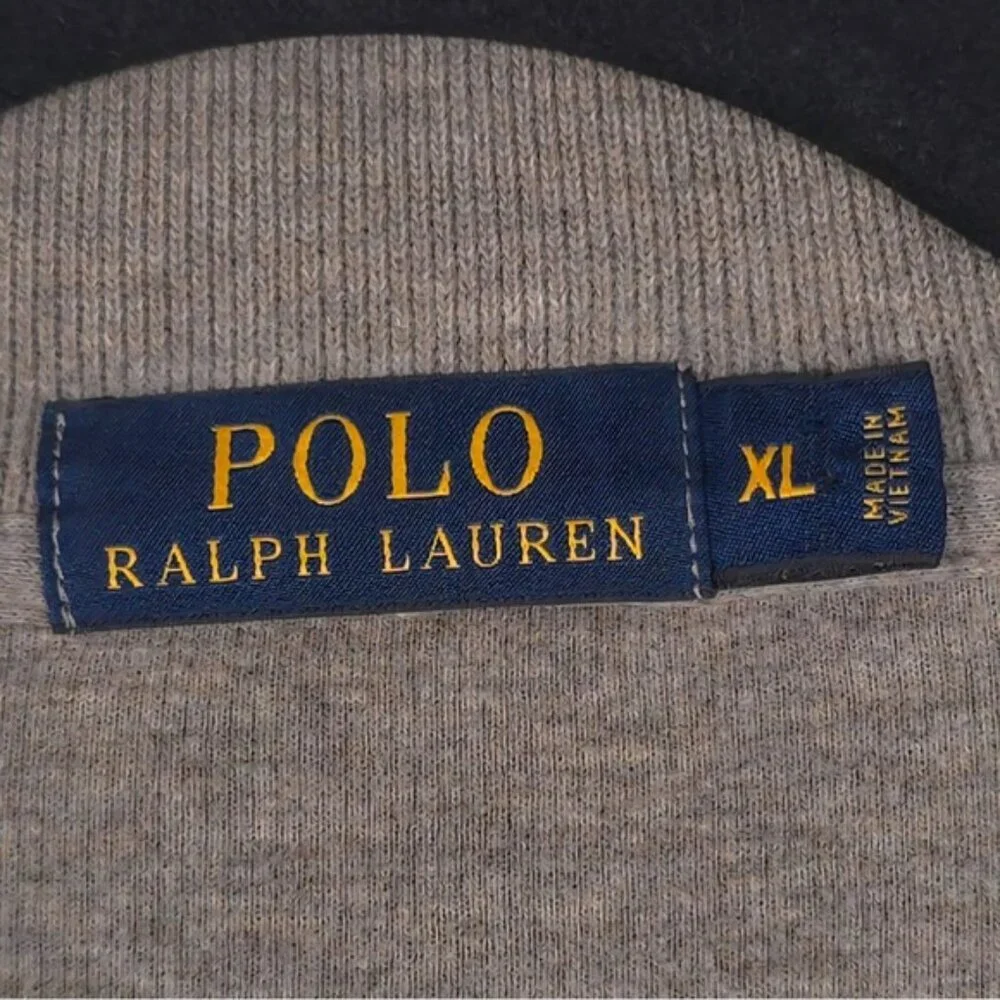 POLO RALPH LAUREN Men’s 1/4 Zip Pullover Sweater Gray‎ 100% Cotton Size XL